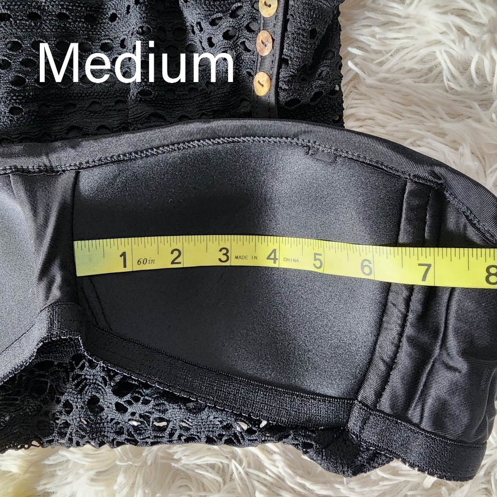 NWOT Black Fishnet One Piece Halter Bathing Suit - Picture 8 of 14